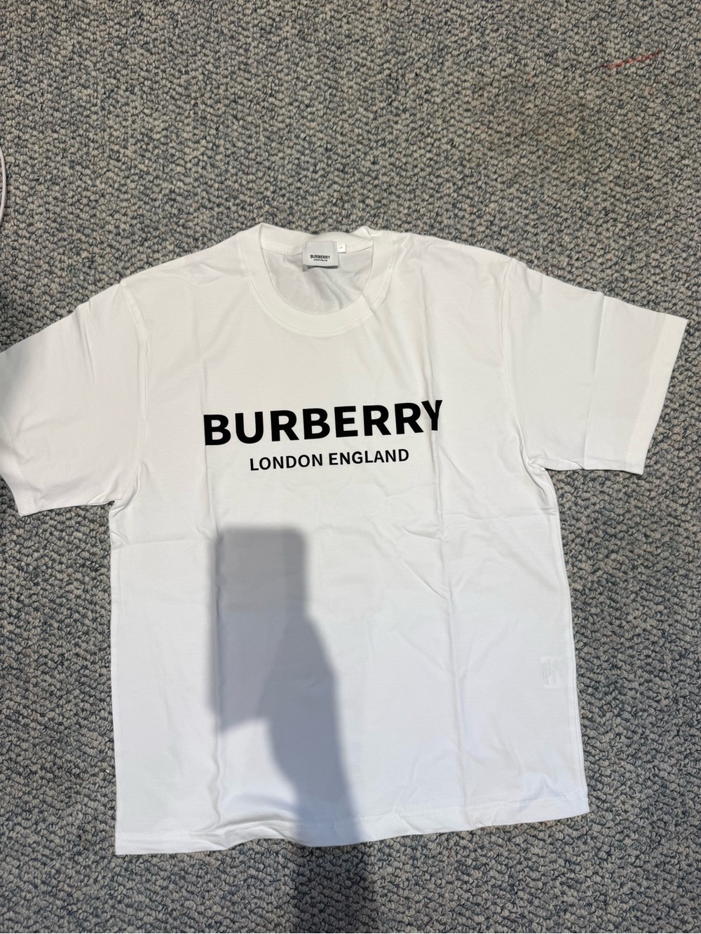 Burberry White Crewneck T-Shirt with Black Logo